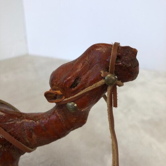 Vintage Handcrafted Leather Wrapped Camel Figurine - Picture 5 of 15